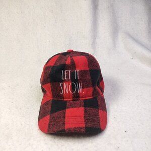 RAE DUNN Let It Snow Hat Cap Strap Back One Size Buffalo Plaid